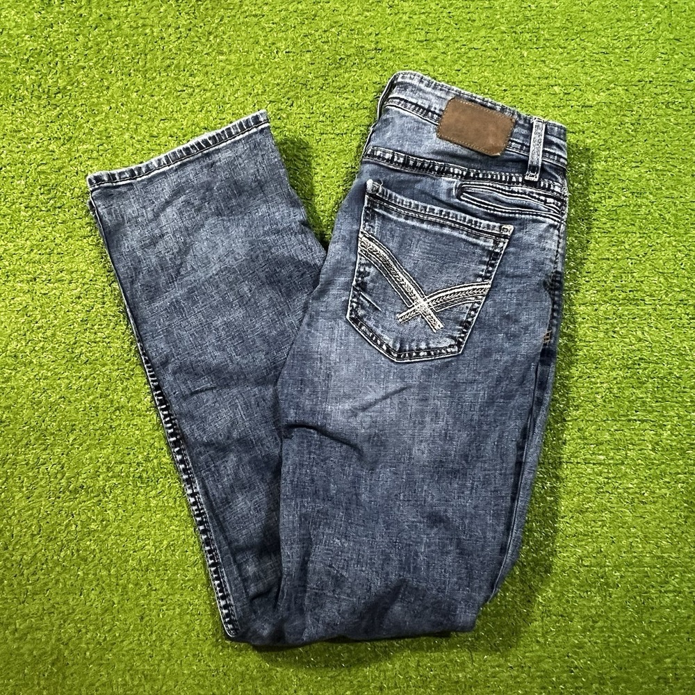 Buckle BKE Jake Straight Leg Jeans Mens 32x34 Blue Faded Stretch Denim